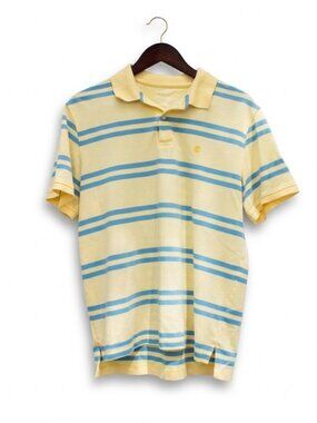 IZOD Men's Pastel Yellow & Blue Striped Polo Shirt - Size M - Cotton Blend